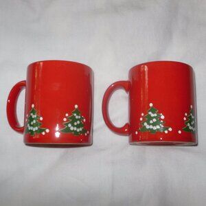 WAECHTERSBACH Red Christmas Tree Ceramic Coffee Mugs - Made in West Germany